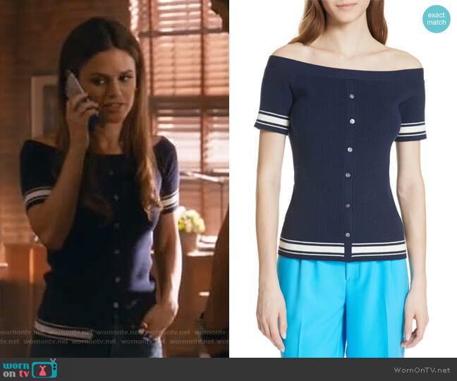 Frame Off the Shoulder Sweater worn by Samantha Swift (Rachel Bilson) on Take Two