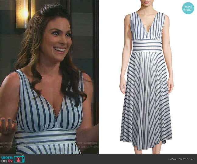 Fuzzi Striped Hollywood V-Neck Dress worn by Chloe Lane (Nadia Bjorlin) on Days of our Lives