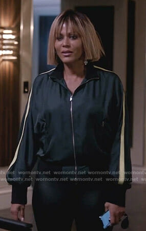 Giselle’s green side stripe track jacket on Empire