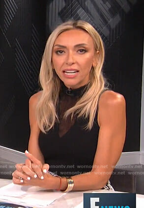 Giuliana’s black mesh inset sleeveless top on E! News