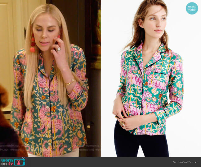 Collection Drakes for J. Crew Green Bengal Tiger Pajamas worn by Kameron Westcott on The Real Housewives of Dallas