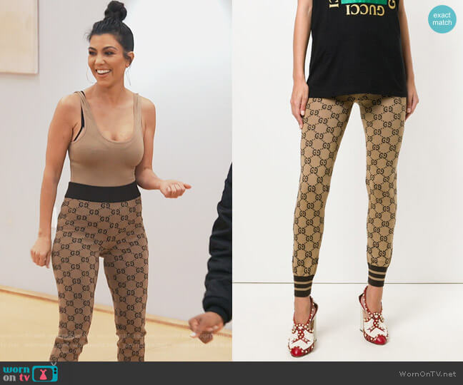 Gucci Supreme Print Cotton Pants worn by Kourtney Kardashian on Keeping Up with the Kardashians