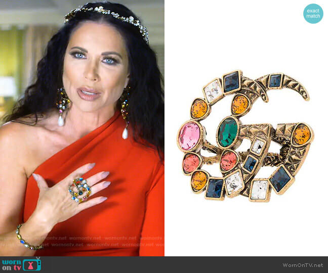 Gucci GG Crystal Embellished Ring worn by LeeAnne Locken on The Real Housewives of Dallas