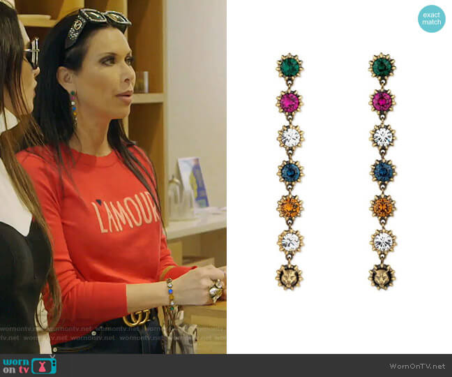 Gucci Pendant Earrings With Crystals worn by LeeAnne Locken on The Real Housewives of Dallas