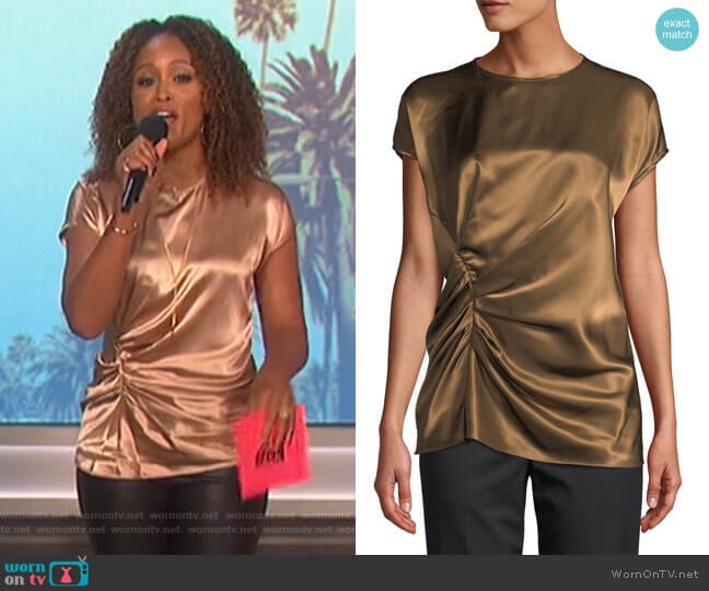 Helmut Lang Gathered Viscose Crewneck Top worn by Eve on The Talk