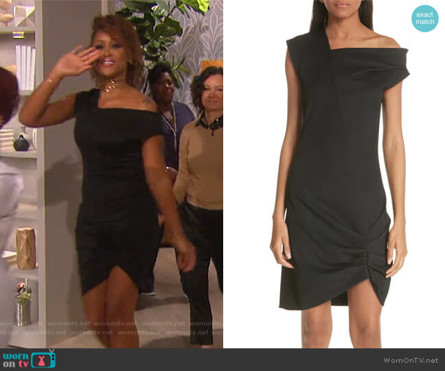 Helmut Lang One Shoulder Ruched Hem Dress worn by Eve on The Talk