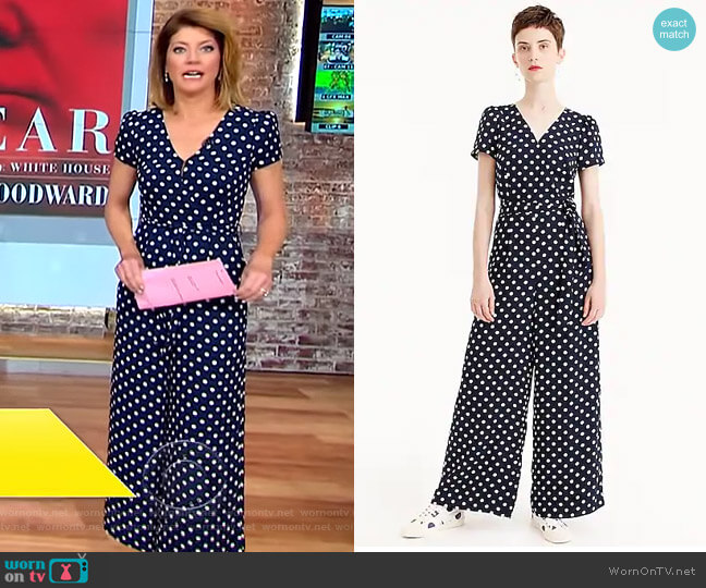 J Crew Short-Sleeve Wrap Jumpsuit worn by Norah O'Donnell on CBS Mornings