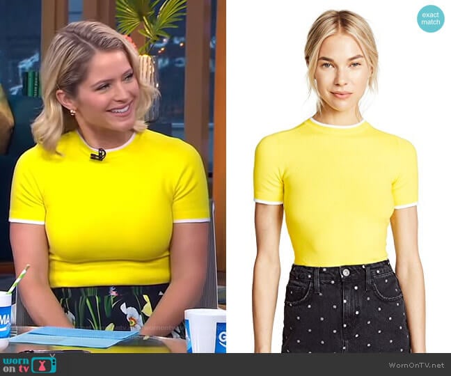 JoosTricot Short Sleeve Sweater worn by Sara Haines on Good Morning America