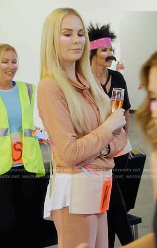 Kameron’s pink mesh pullover and leggings on The Real Housewives of Dallas
