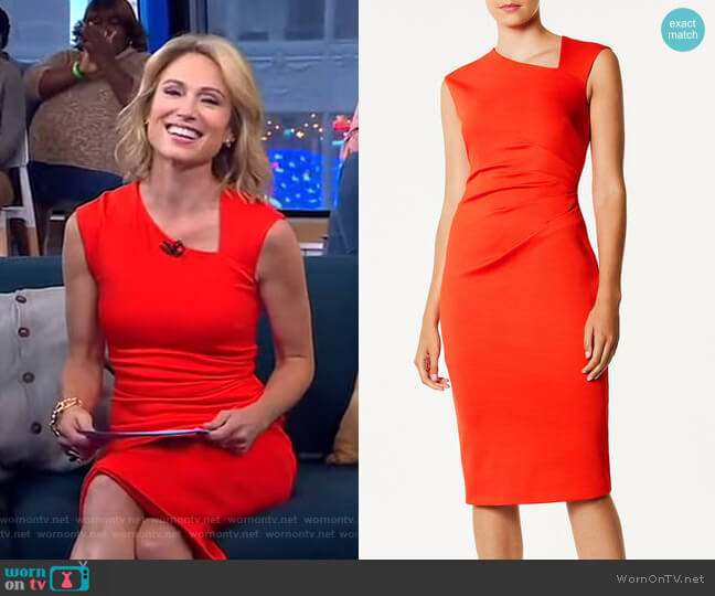 Karen Millen Asymmetric Neckline Dress worn by Amy Robach on Good Morning America