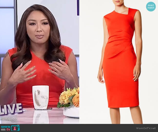 Karen Millen Asymmetric Neckline Dress worn by Jeannie Mai on The Real