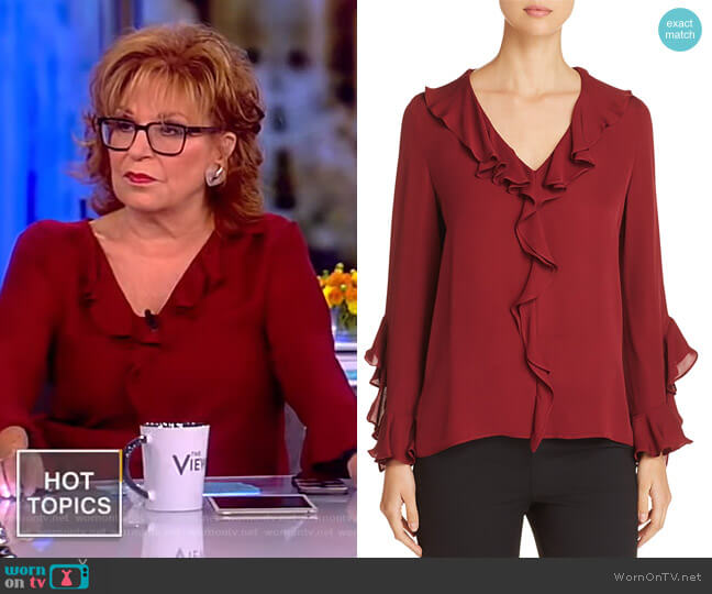 Kobi Halperin Genny Silk Ruffle-Trimmed Blouse worn by Joy Behar on The View