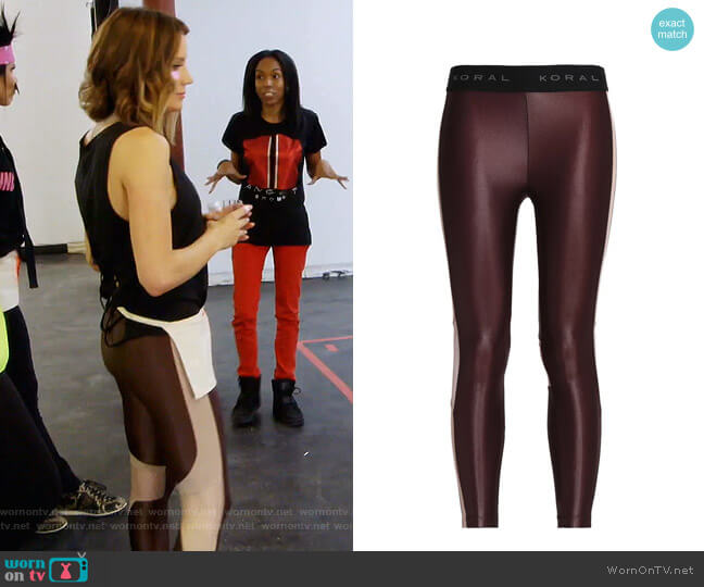 Koral Mesh-Paneled Coated Stretch Leggings worn by Cary Deuber on The Real Housewives of Dallas