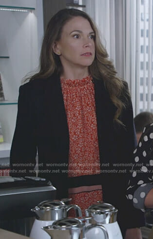 Liza’s orange floral dress on Younger