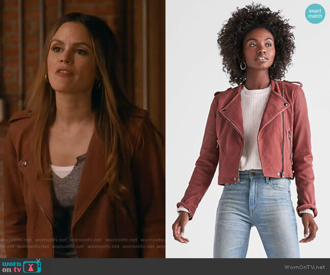 Lucky Brand Washed Leather Moto Jacket worn by Samantha Swift (Rachel Bilson) on Take Two