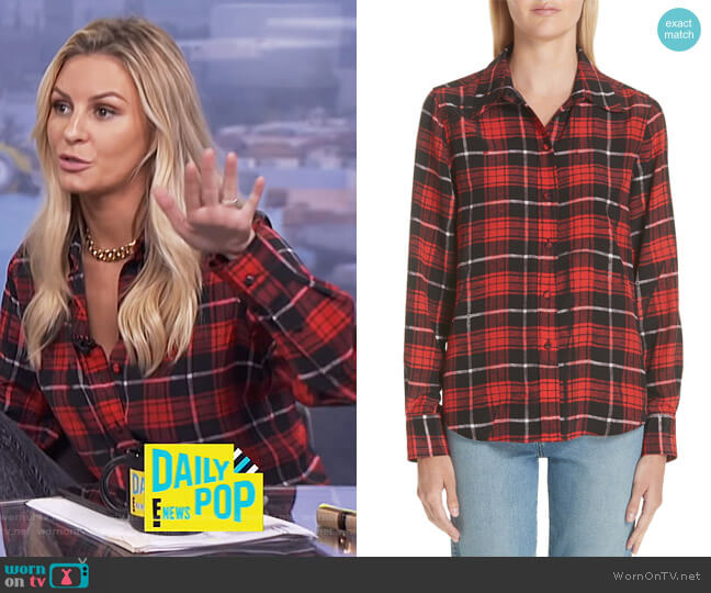 Marc Jacobs Plaid Print Silk Shirt worn by Morgan Stewart on E! News