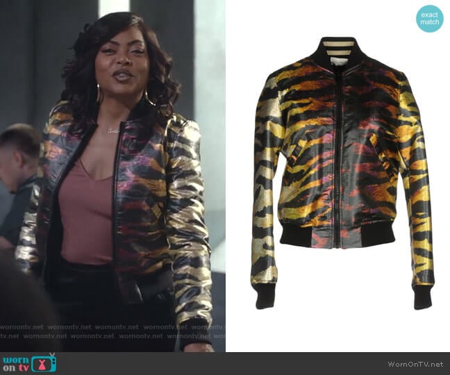 Faith Connexion Metallic Reversible Bomber Jacket worn by Cookie Lyon (Taraji P. Henson) on Empire