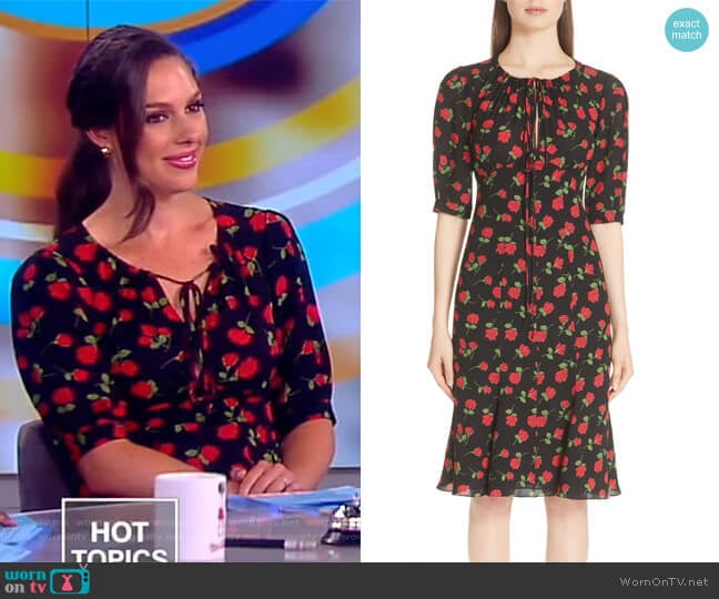 Michael Kors Rose Print Silk Georgette Dress worn by Abby Huntsman on The View