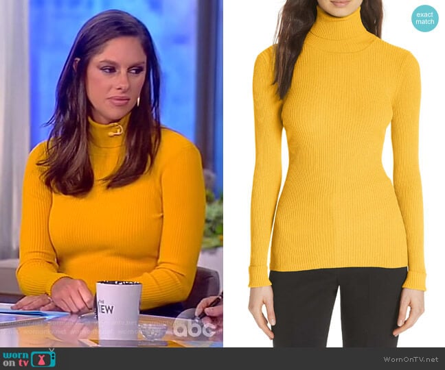 Milly Ribbed Turtleneck Sweater worn by Abby Huntsman on The View