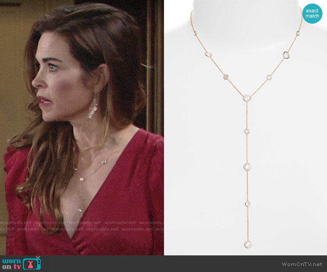 Nadri Cubic Zirconia Bezel Y-Necklace worn by Victoria Newman (Amelia Heinle) on The Young and the Restless