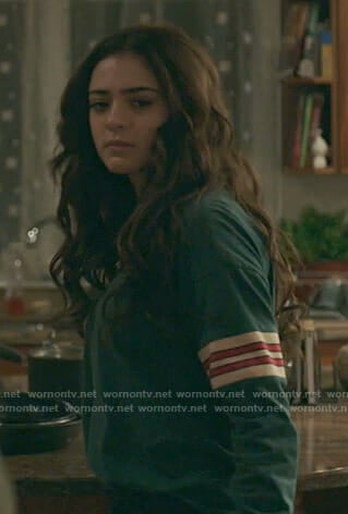 Olivia’s green striped sleeve top on Manifest