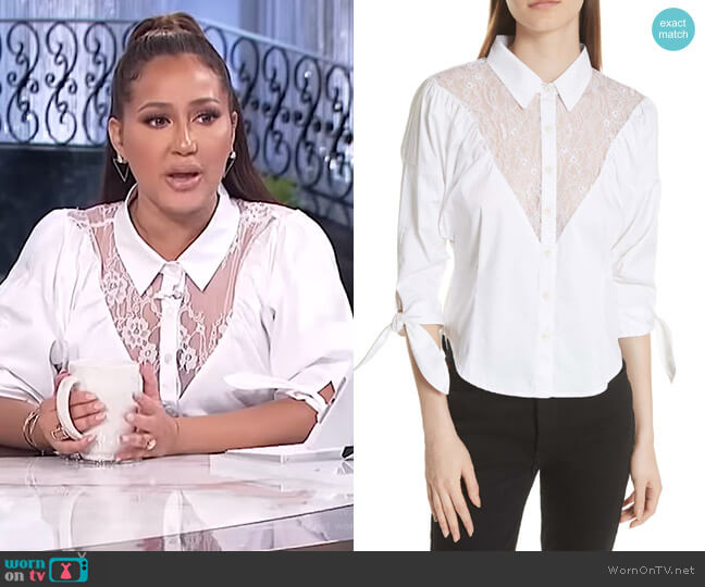 Opening Ceremony Lace Yoke Shirt worn by Adrienne Houghton on The Real
