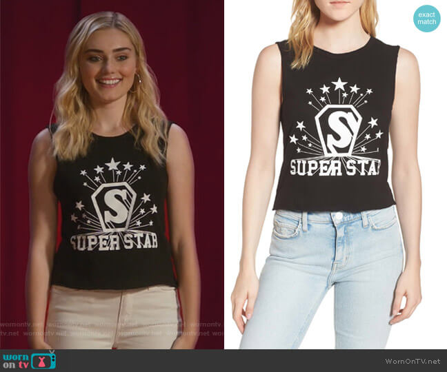Pam & Gela Superstar Shrunken Muscle Tee worn by Taylor Otto (Meg Donnelly) on American Housewife