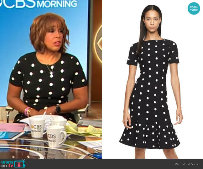 Milly Polka-Dot Knit Mermaid Dress worn by Gayle King on CBS Mornings