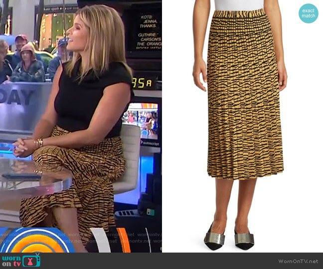 Proenza Schouler Pleated Knit Tiger Midi Skirt worn by Jenna Bush Hager on Today