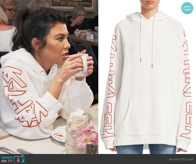 R13 Oversized Longline Hoodie worn by Kourtney Kardashian on Keeping Up with the Kardashians