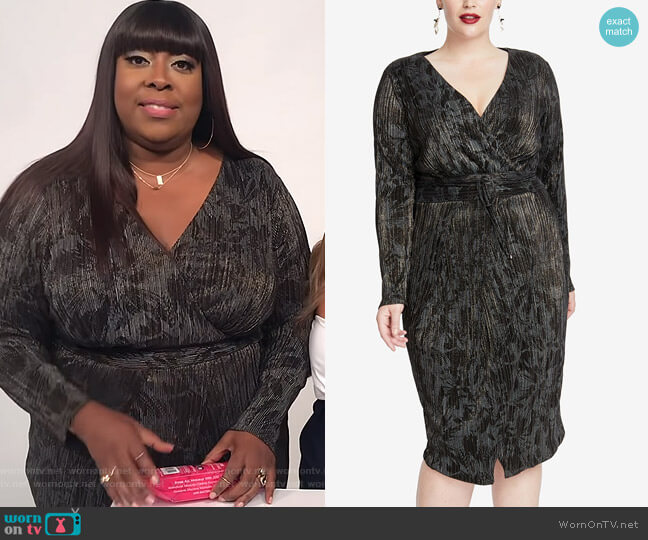 Rachel Rachel Roy Pleated Faux-Wrap Dress worn by Loni Love on The Real