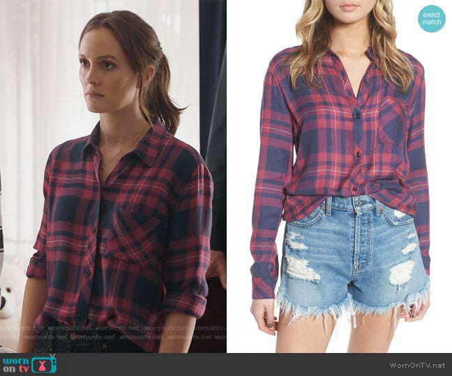 Rails Hunter Shirt in Rouge Indigo worn by Angie (Leighton Meester) on Single Parents