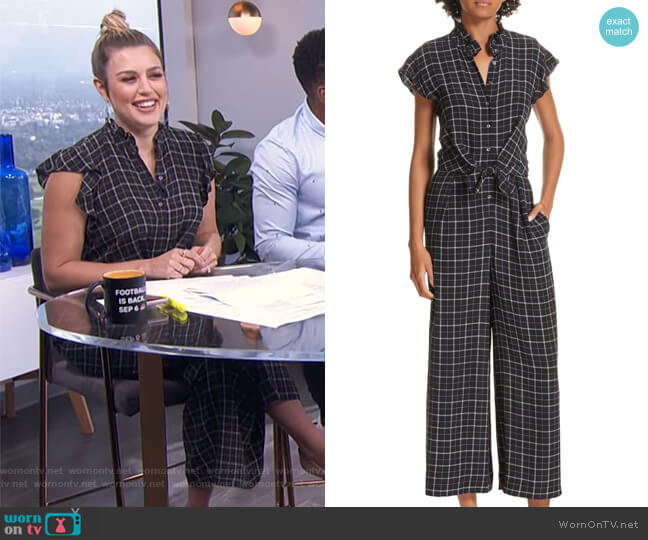 Rebecca Taylor Plaid Silk Jumpsuit worn by Carissa Loethen Culiner on E! News