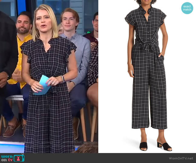 Rebecca Taylor Plaid Silk Jumpsuit worn by Sara Haines on Good Morning America