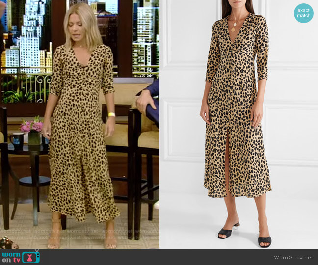 Rixo London Katie leopard-print dress worn by Kelly Ripa on Live with Kelly and Mark