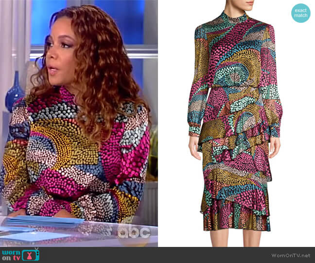 Saloni Isa Silk-Blend Printed Midi Dress worn by Sunny Hostin on The View