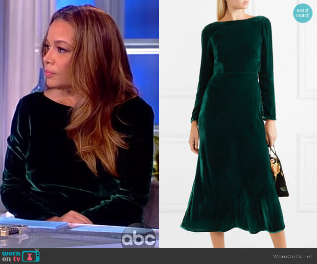 Saloni Tina open-back velvet midi dress worn by Sunny Hostin on The View