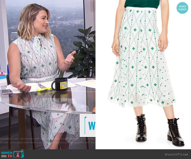 Sandro A-Line Print Midi Skirt worn by Carissa Loethen Culiner on E! News