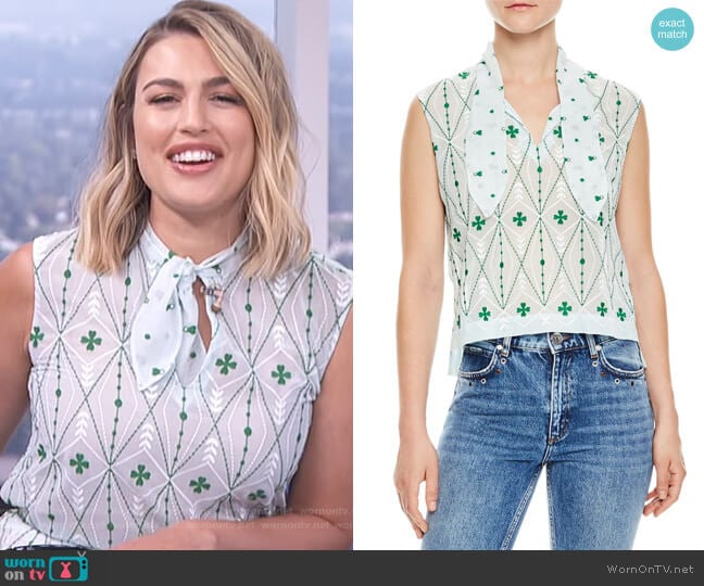 Sandro Maylee Sleeveless Print Top worn by Carissa Loethen Culiner on E! News