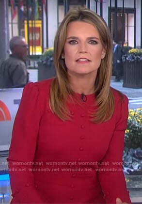 Savannah’s red button detail dress on Today