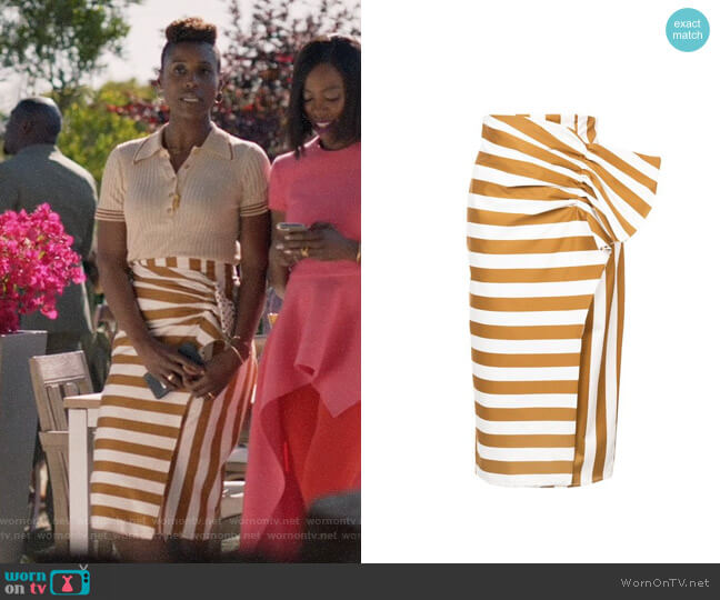 Silvia Tcherassi Stripe and Polka Dot Skirt worn by Issa Dee (Issa Rae) on Insecure