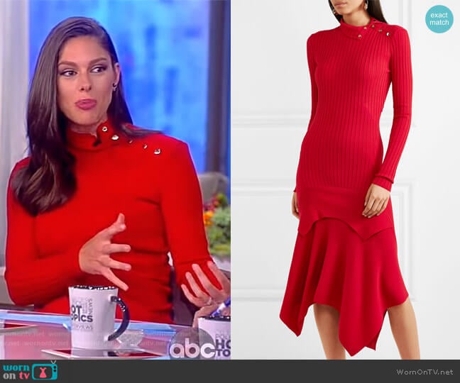 Stella McCartney Asymmetric ribbed wool and silk-blend dress worn by Abby Huntsman on The View