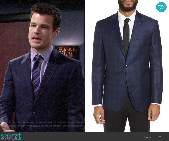Ted Baker Jay Trim Fit Plaid Wool Sport Coat worn by Kyle Abbott (Michael Mealor) on The Young and the Restless