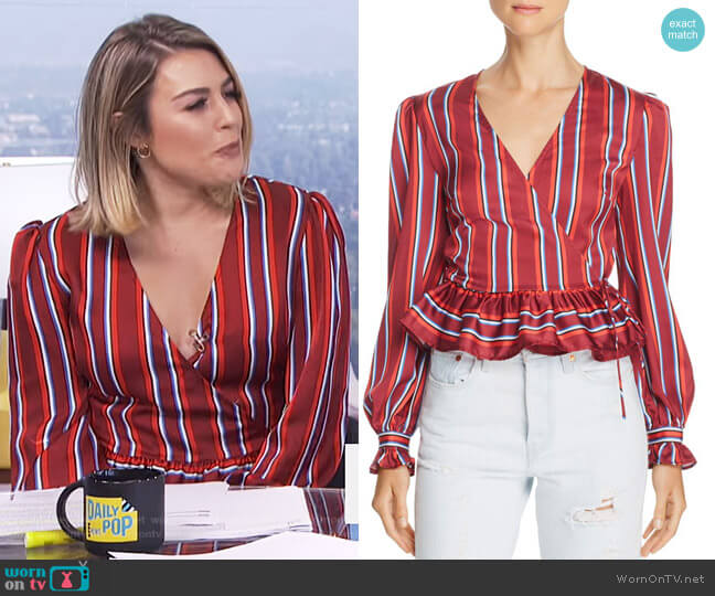 The Fifth Label Striped Wrap Top worn by Carissa Loethen Culiner on E! News