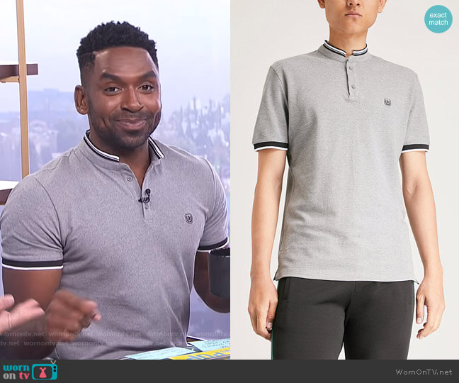 The Kooples Officer-Collar Polo Shirt worn by Justin Sylvester on E! News