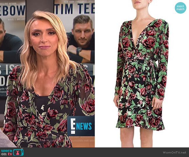 The Kooples Rose Burnout Velvet Wrap Dress worn by Giuliana Rancic on E! News