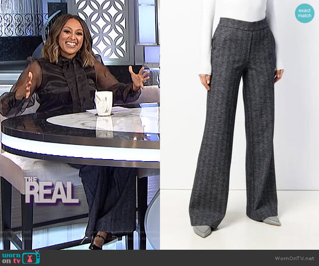 Theory High Rise Palazzo Trousers worn by Tamera Mowry on The Real