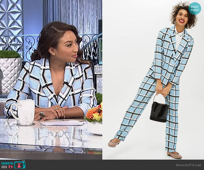 Topshop Check Double Breasted Jacket worn by Jeannie Mai on The Real
