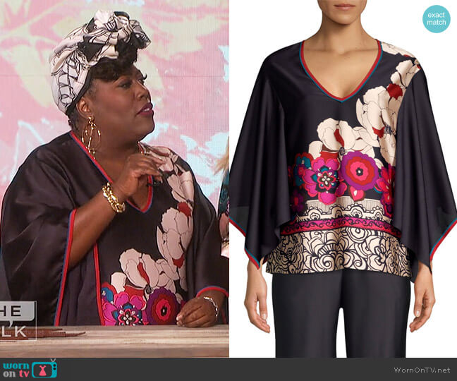 Trina Turk Agate Cape Sleeve Top worn by Sheryl Underwood on The Talk