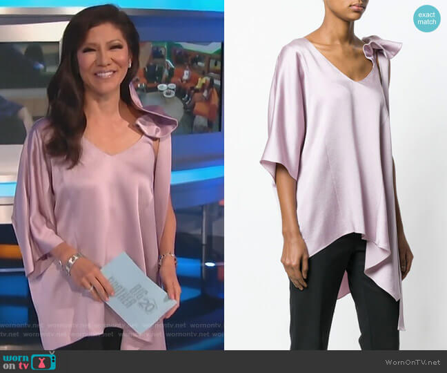 Valentino One Shoulder Bow Blouse worn by Julie Chen on Big Brother